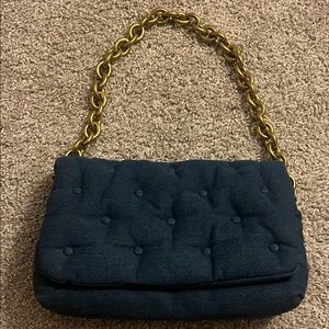 Denim Gold Chain Shoulder Bag